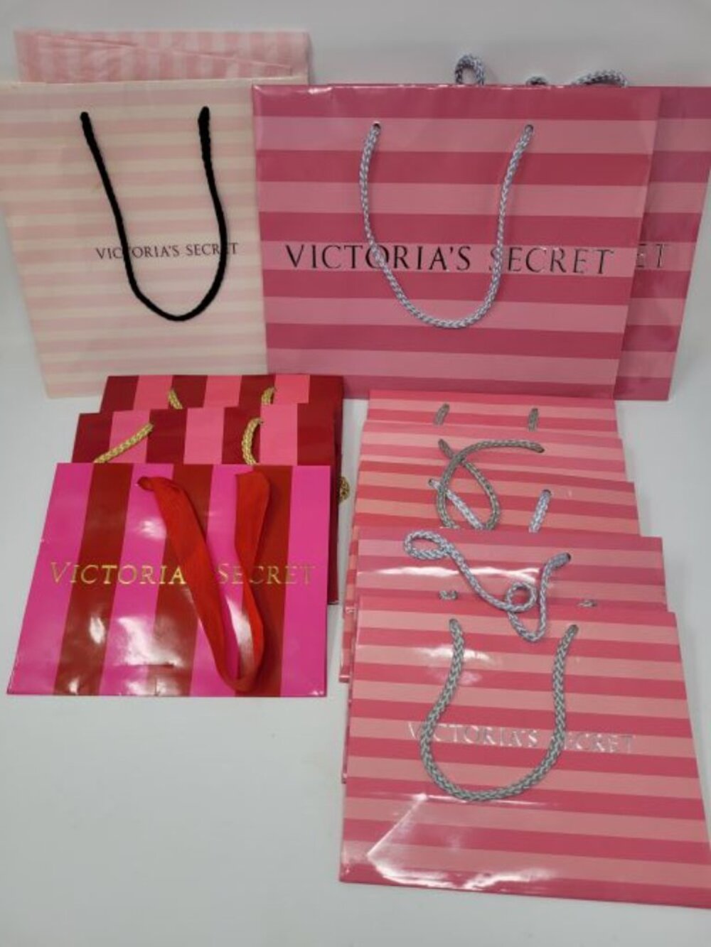 Victoria's Secret Shopping Gift Bags Lot Of 11 Various Sizes 2/ 9" x 11" x 5"